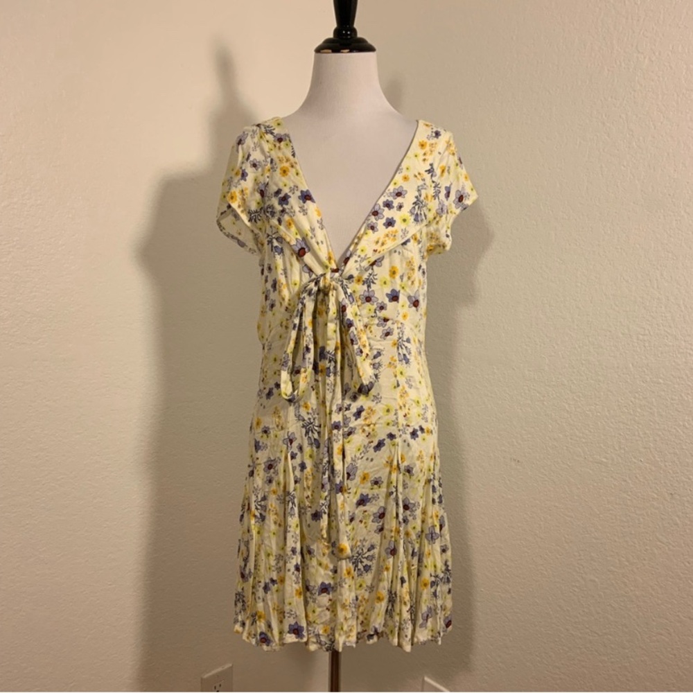 NWT Free People It takes Two Ivory Floral Combo Open Back Dress - Size Large